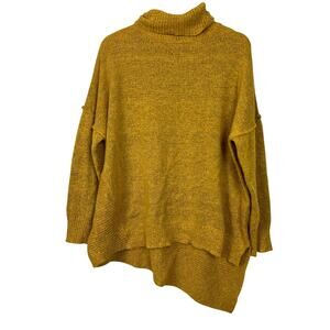 Alison Andrews Plus Womens 2X Mustard Yellow Turtleneck Asymmetrical Hem Sweater